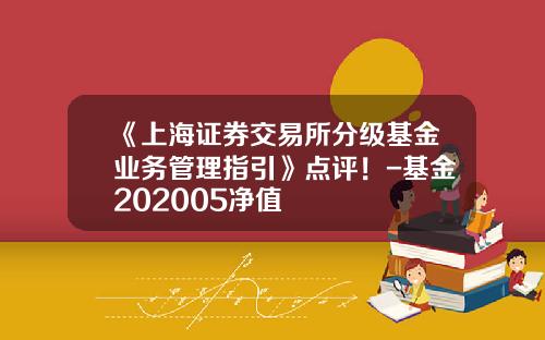 《上海证券交易所分级基金业务管理指引》点评！-基金202005净值