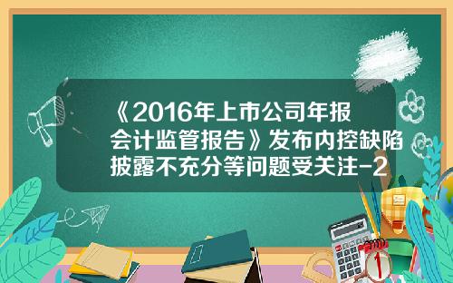 《2016年上市公司年报会计监管报告》发布内控缺陷披露不充分等问题受关注-2016上市公司内控缺陷