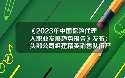 《2023年中国保险代理人职业发展趋势报告》发布：头部公司组建精英销售队伍产能持续提升-保险业务一年能挣多少钱