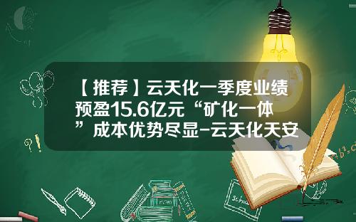 【推荐】云天化一季度业绩预盈15.6亿元“矿化一体”成本优势尽显-云天化天安化工有限公司