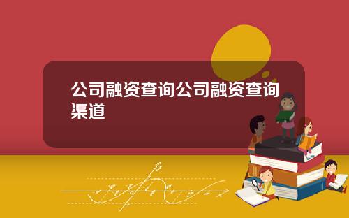 公司融资查询公司融资查询渠道