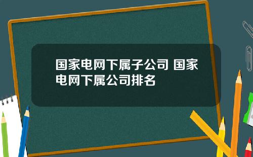 国家电网下属子公司 国家电网下属公司排名