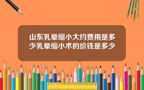 山东乳晕缩小大约费用是多少乳晕缩小术的价钱是多少