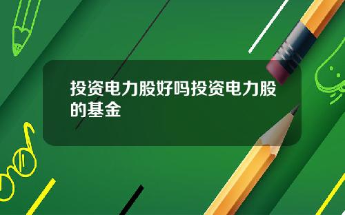 投资电力股好吗投资电力股的基金
