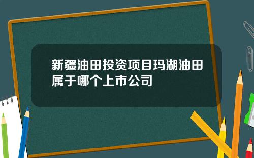 新疆油田投资项目玛湖油田属于哪个上市公司