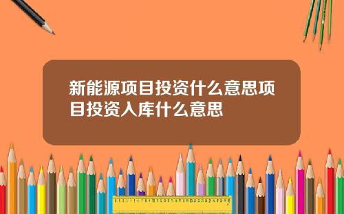 新能源项目投资什么意思项目投资入库什么意思