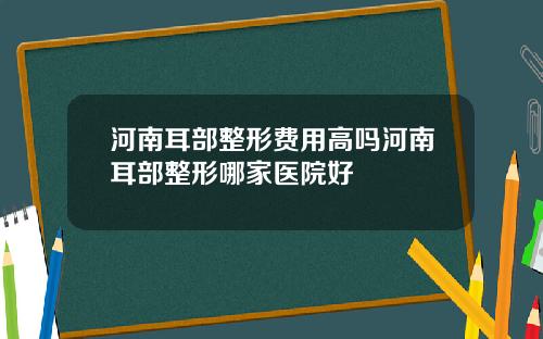 河南耳部整形费用高吗河南耳部整形哪家医院好