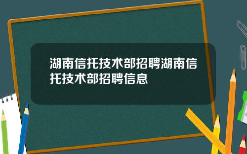 湖南信托技术部招聘湖南信托技术部招聘信息