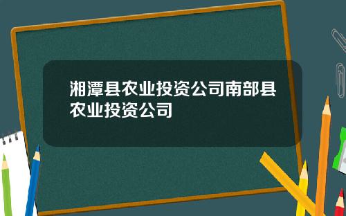 湘潭县农业投资公司南部县农业投资公司