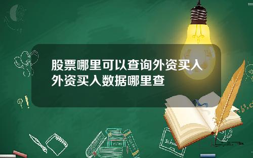 股票哪里可以查询外资买入外资买入数据哪里查
