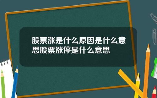 股票涨是什么原因是什么意思股票涨停是什么意思