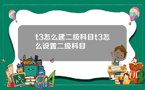 t3怎么建二级科目t3怎么设置二级科目