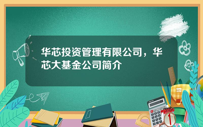 华芯投资管理有限公司，华芯大基金公司简介