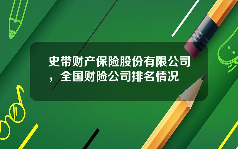 史带财产保险股份有限公司，全国财险公司排名情况