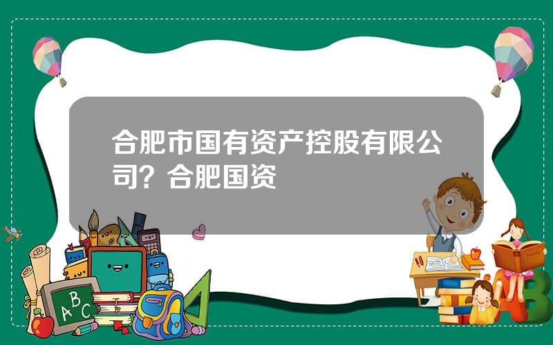 合肥市国有资产控股有限公司？合肥国资