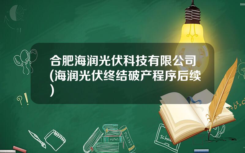 合肥海润光伏科技有限公司(海润光伏终结破产程序后续)