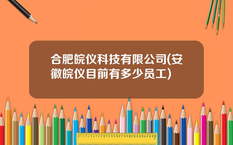 合肥皖仪科技有限公司(安徽皖仪目前有多少员工)