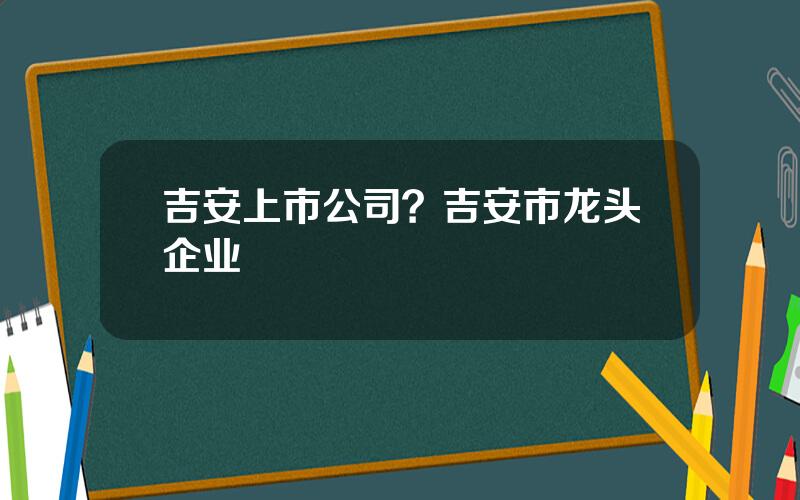 吉安上市公司？吉安市龙头企业