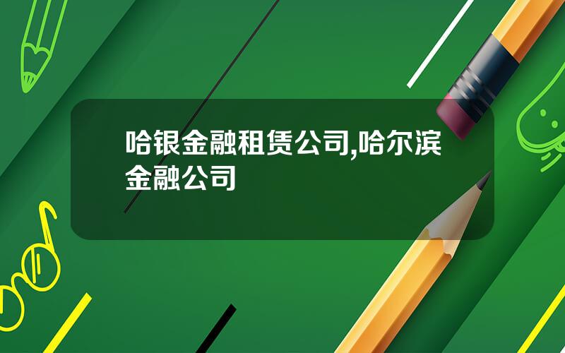 哈银金融租赁公司,哈尔滨金融公司
