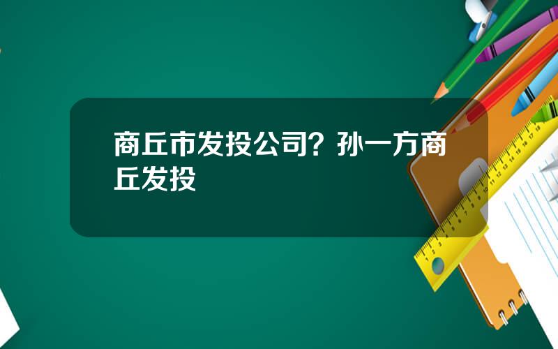 商丘市发投公司？孙一方商丘发投