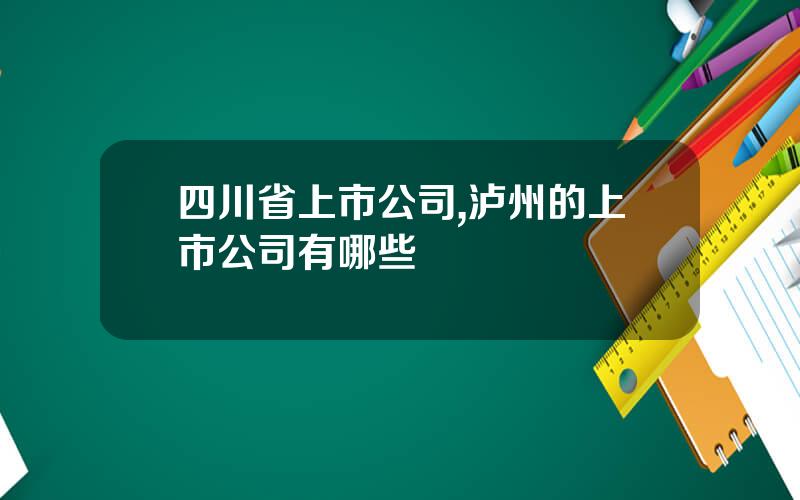 四川省上市公司,泸州的上市公司有哪些
