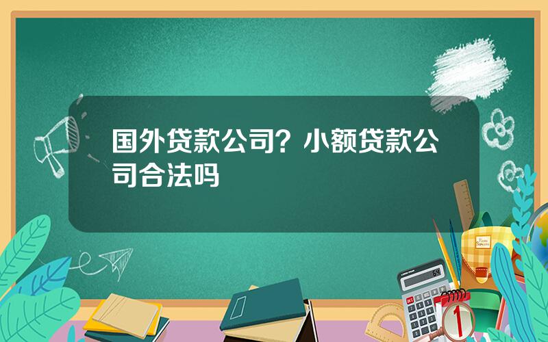 国外贷款公司？小额贷款公司合法吗