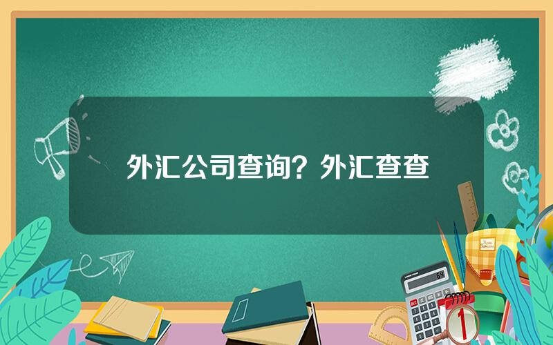 外汇公司查询？外汇查查