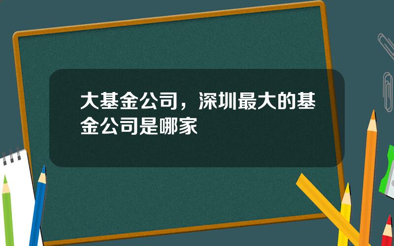 大基金公司，深圳最大的基金公司是哪家