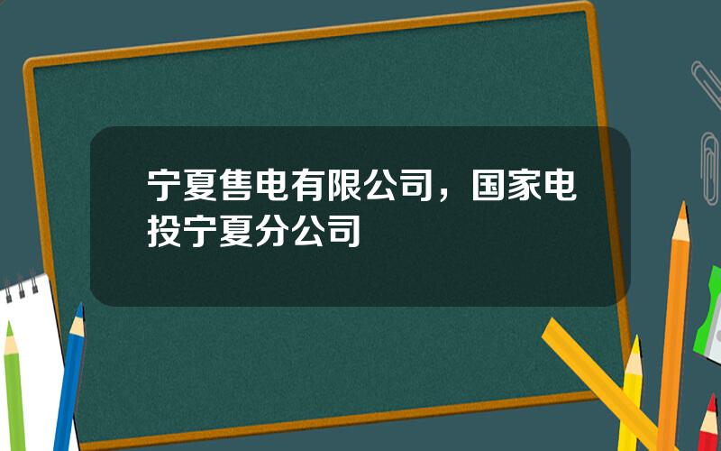 宁夏售电有限公司，国家电投宁夏分公司