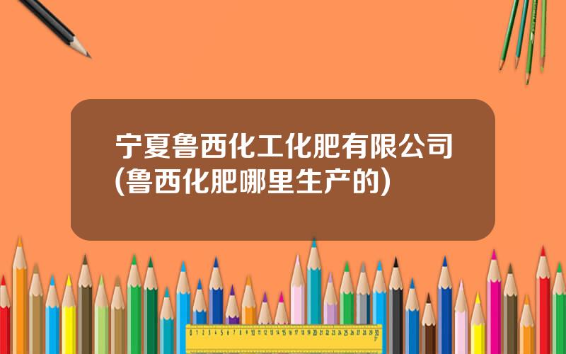 宁夏鲁西化工化肥有限公司(鲁西化肥哪里生产的)
