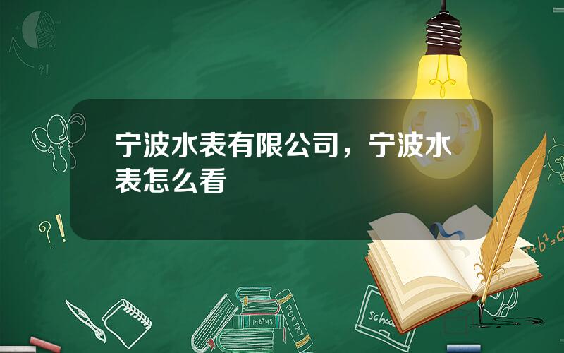 宁波水表有限公司，宁波水表怎么看