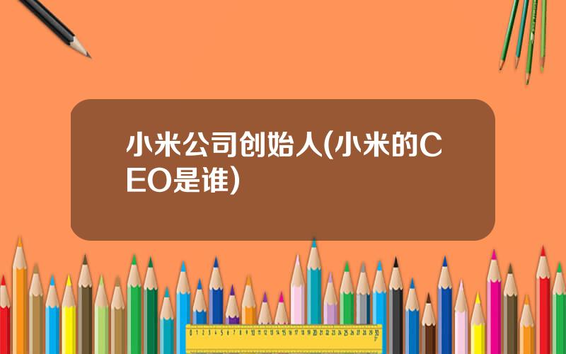小米公司创始人(小米的CEO是谁)