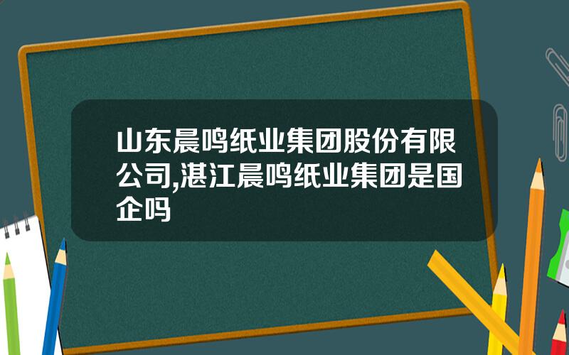 山东晨鸣纸业集团股份有限公司,湛江晨鸣纸业集团是国企吗