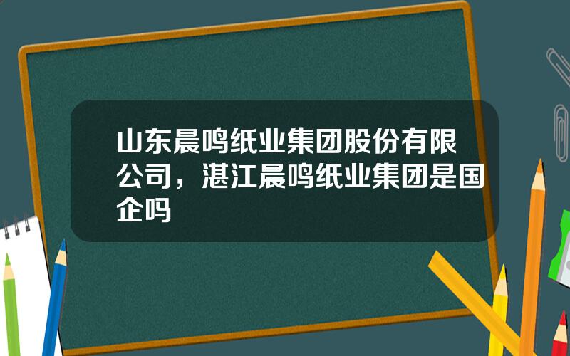 山东晨鸣纸业集团股份有限公司，湛江晨鸣纸业集团是国企吗