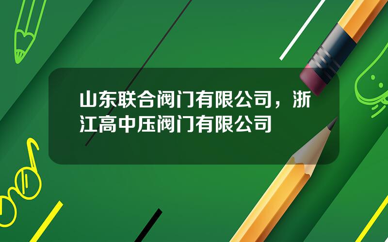 山东联合阀门有限公司，浙江高中压阀门有限公司