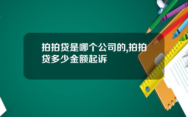 拍拍贷是哪个公司的,拍拍贷多少金额起诉