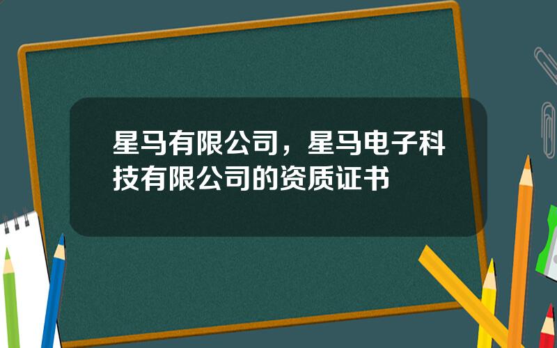 星马有限公司，星马电子科技有限公司的资质证书