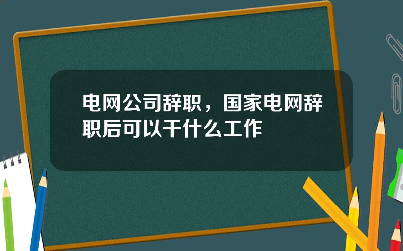 电网公司辞职，国家电网辞职后可以干什么工作