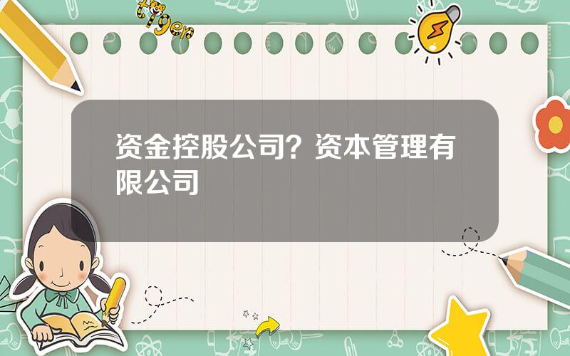 资金控股公司？资本管理有限公司